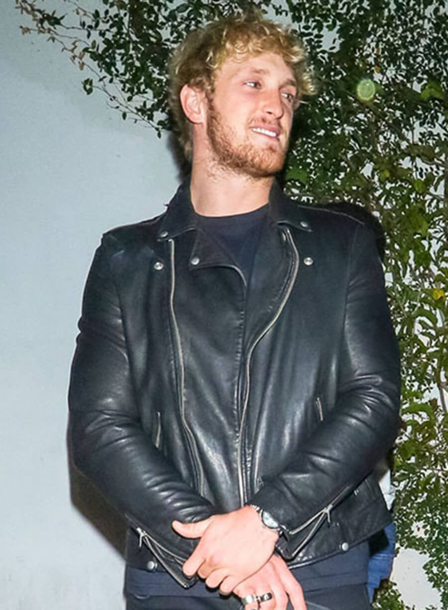 Logan Paul Black Biker Leather Jacket