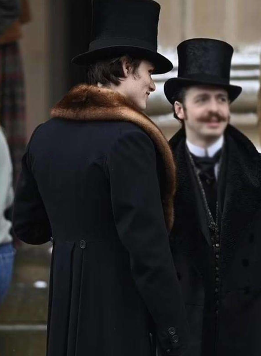 Louis Partridge House of Guinness 2025 Black Wool Coat