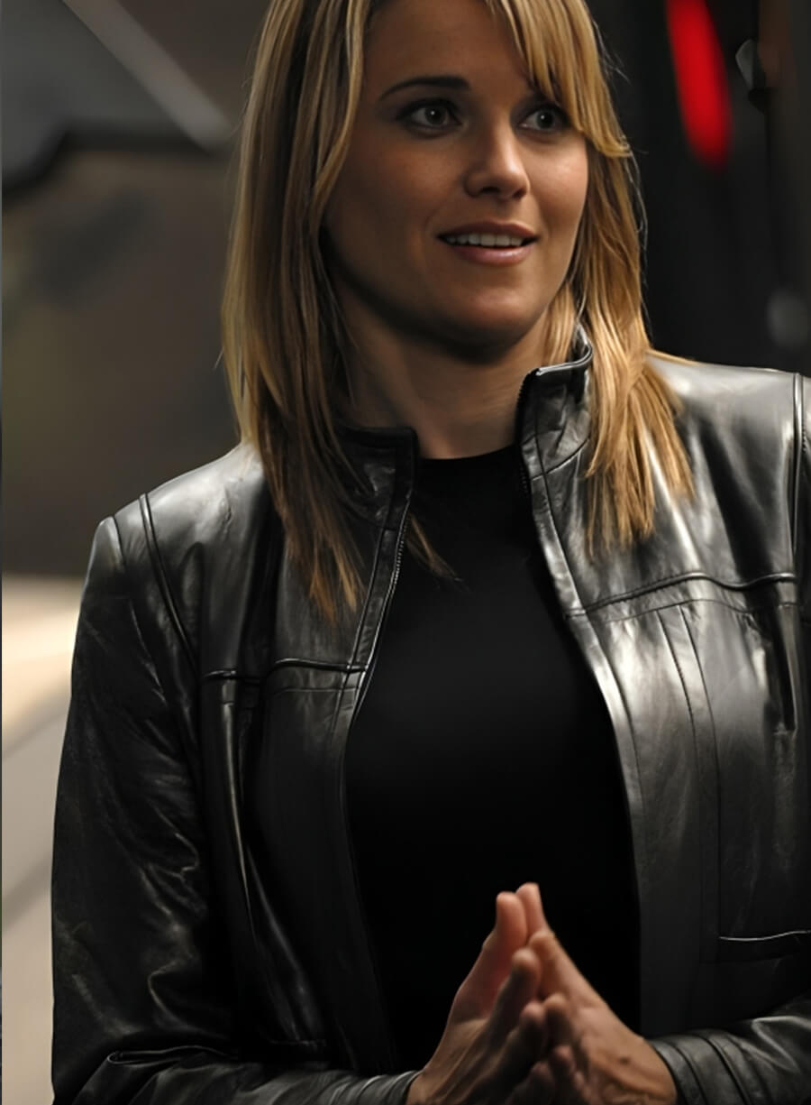 Lucky Lawless Battlestar Galactia Black Leather Jacket