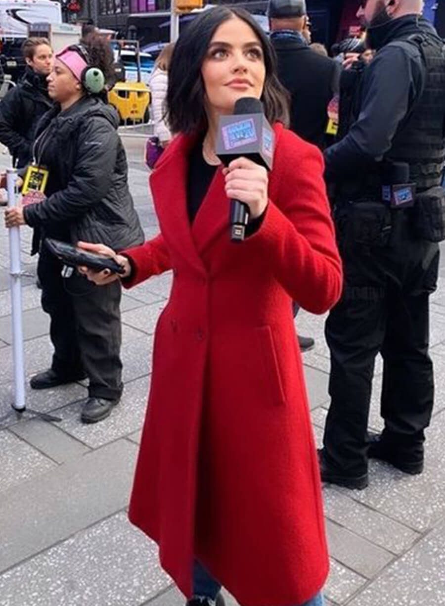 Lucy Hale Red Christmas Wool Coat