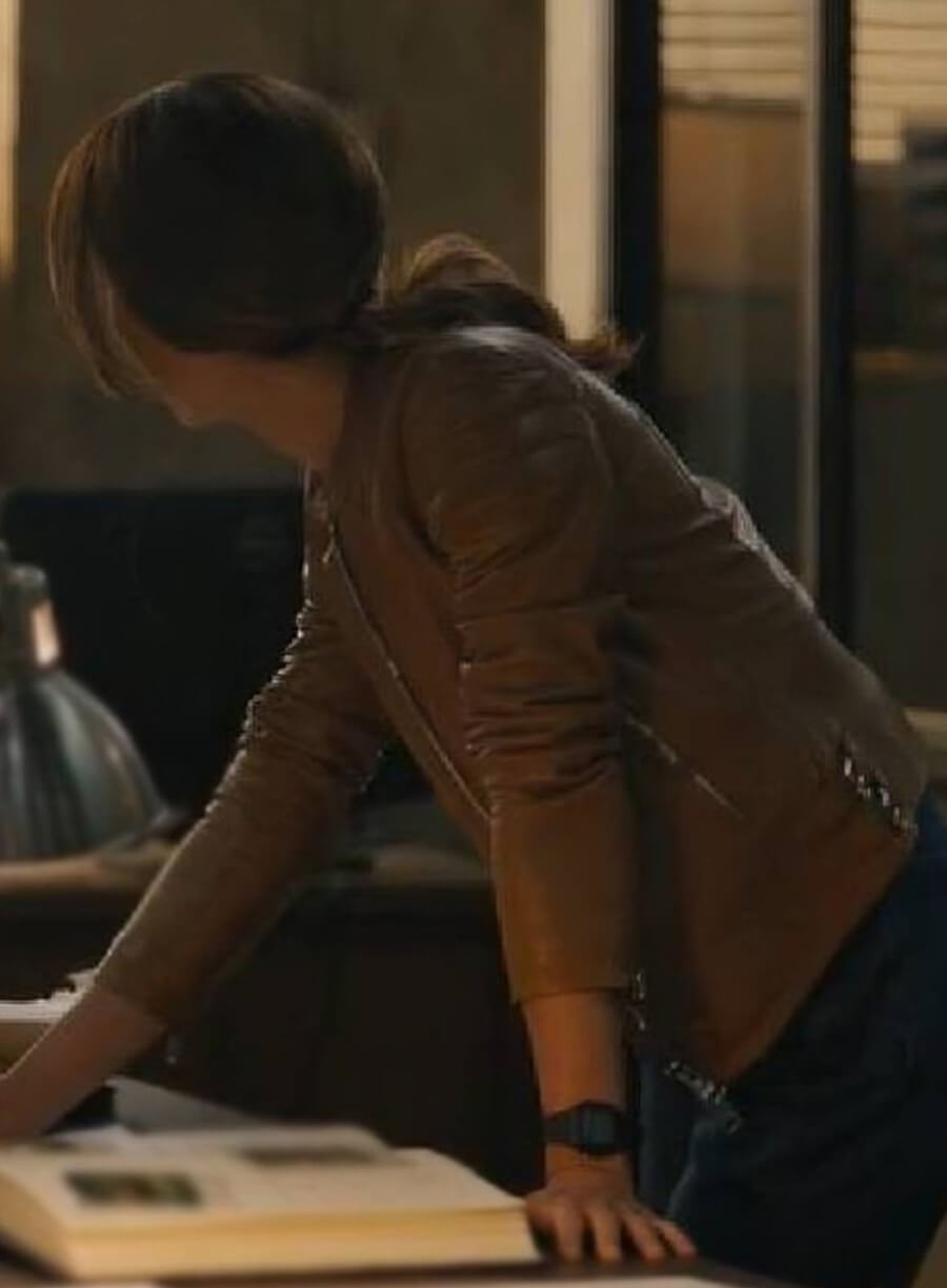 Maggie Q Ballard 2025 Brown Leather Jacket