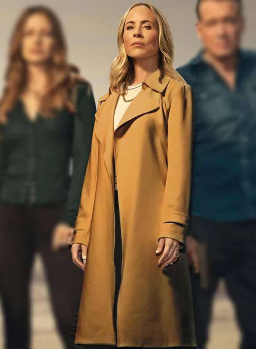 Maria Bello The Waterfront 2025 Brown Coat