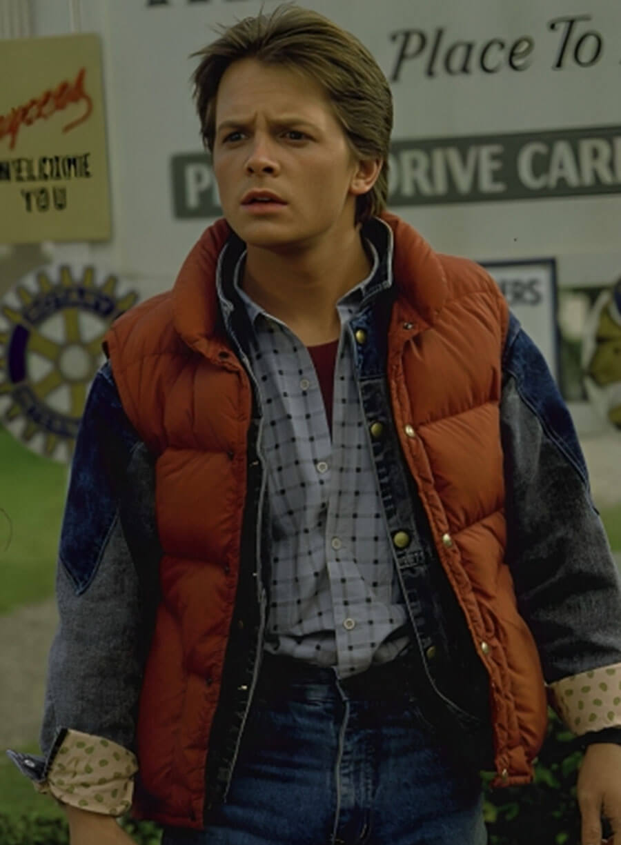 Marty Mcfly Back to the Future Brown Puffer Vest