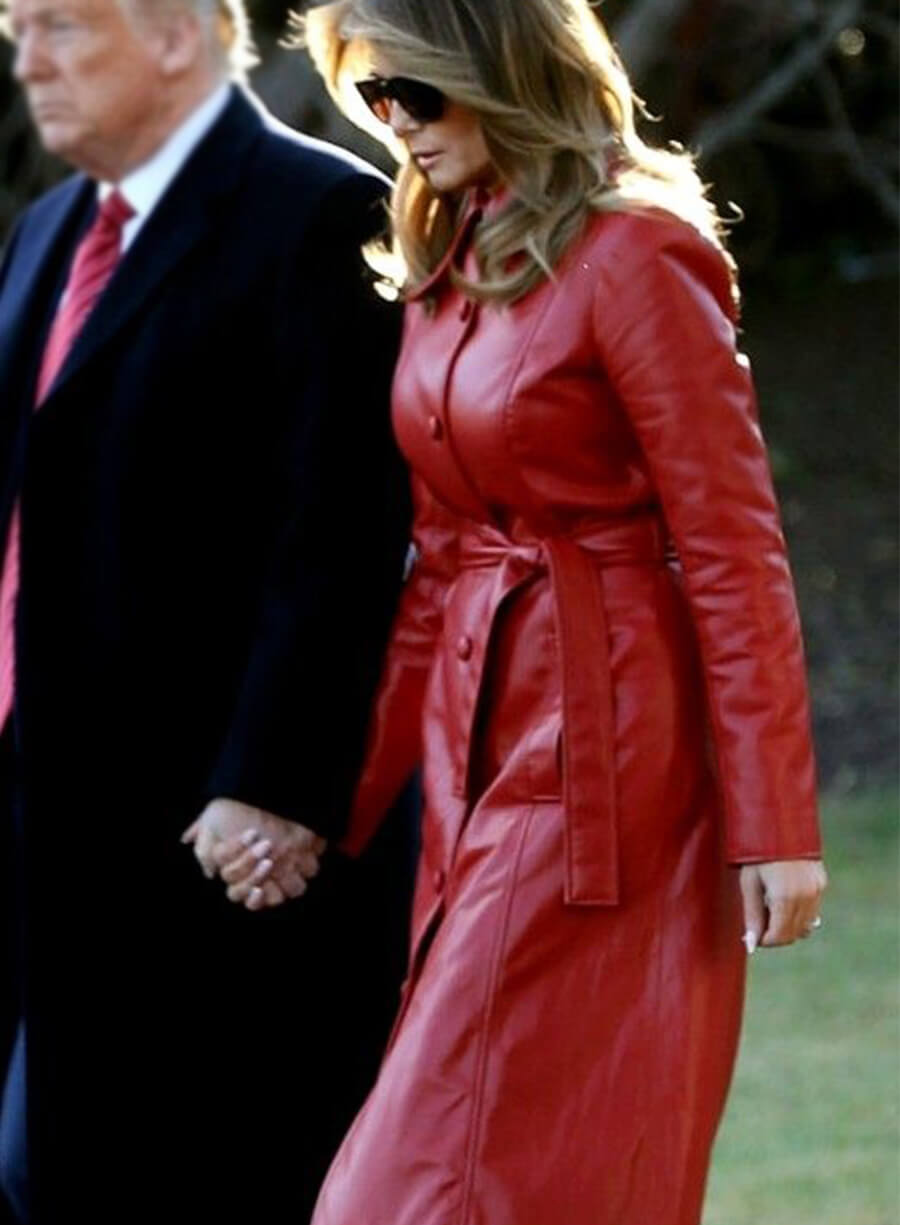 Melania Trump Red Leather Coat