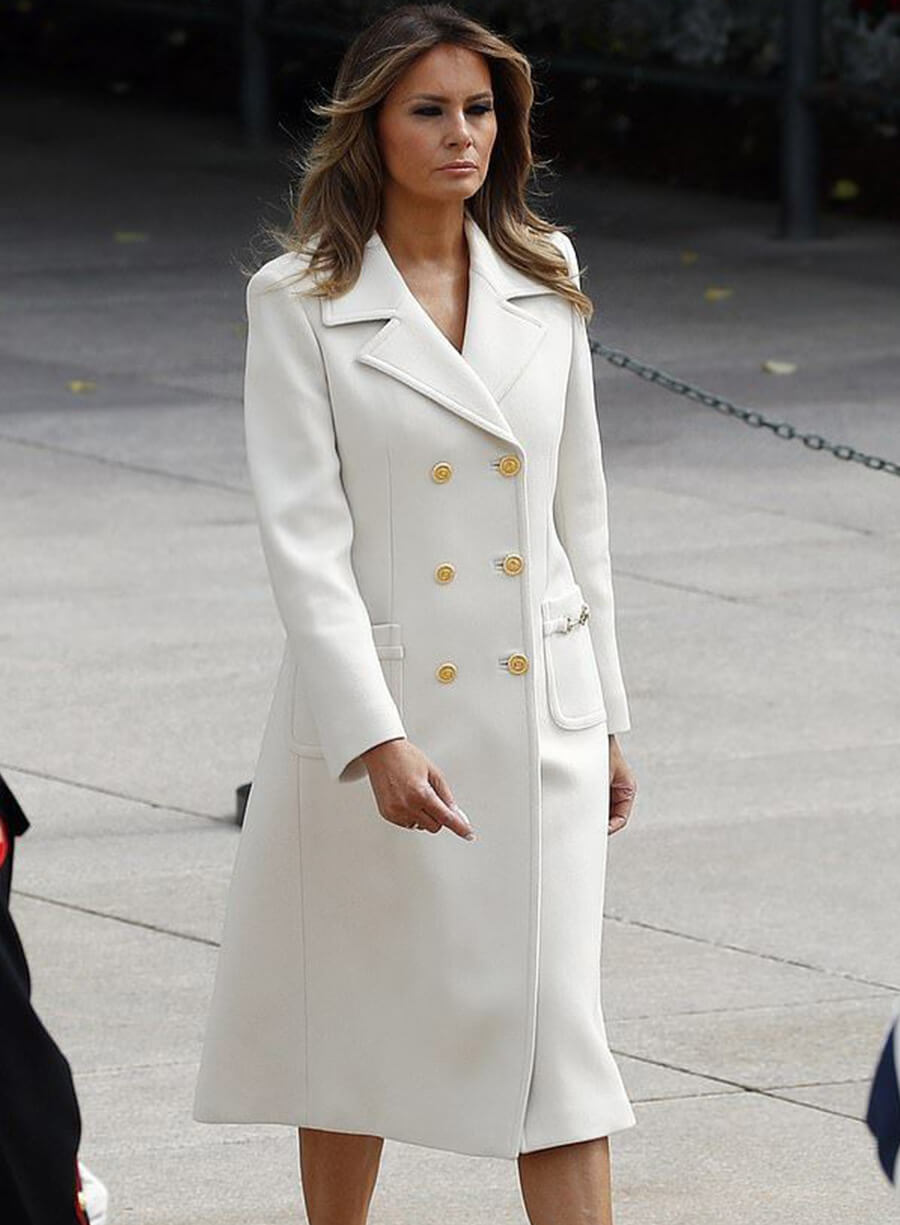 Melania Trump White Wool Coat