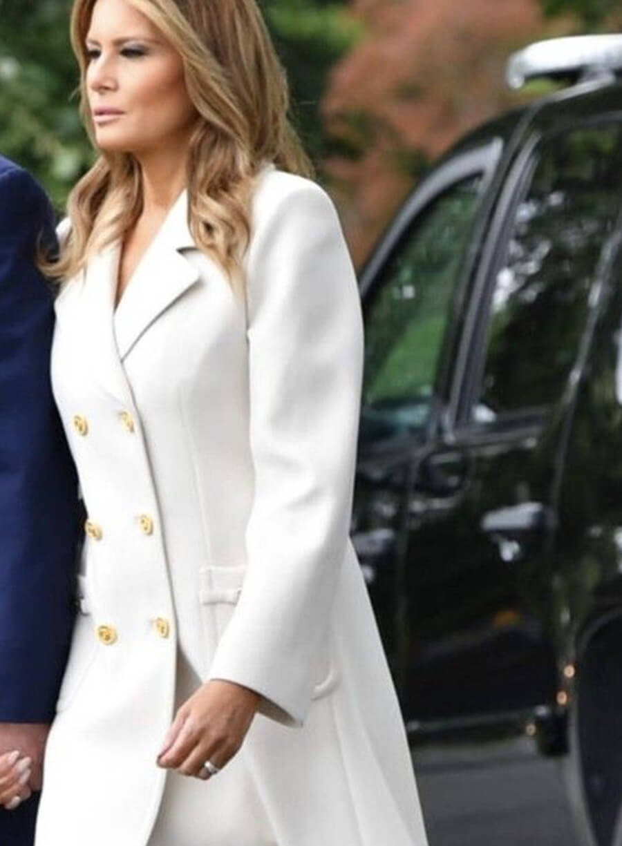 Melania Trump White Wool Coat