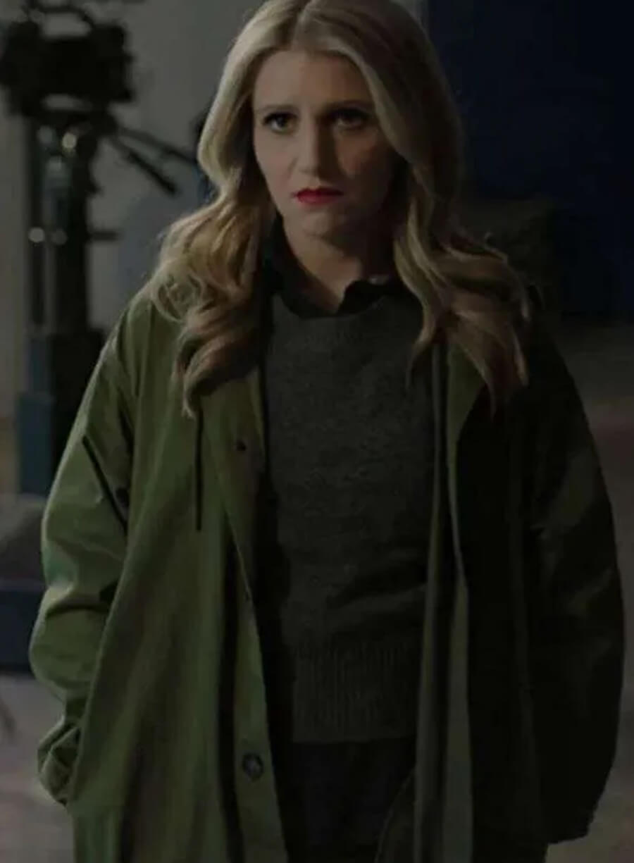 Melissa Reed Happy Face 2025 Green Hooded Coat
