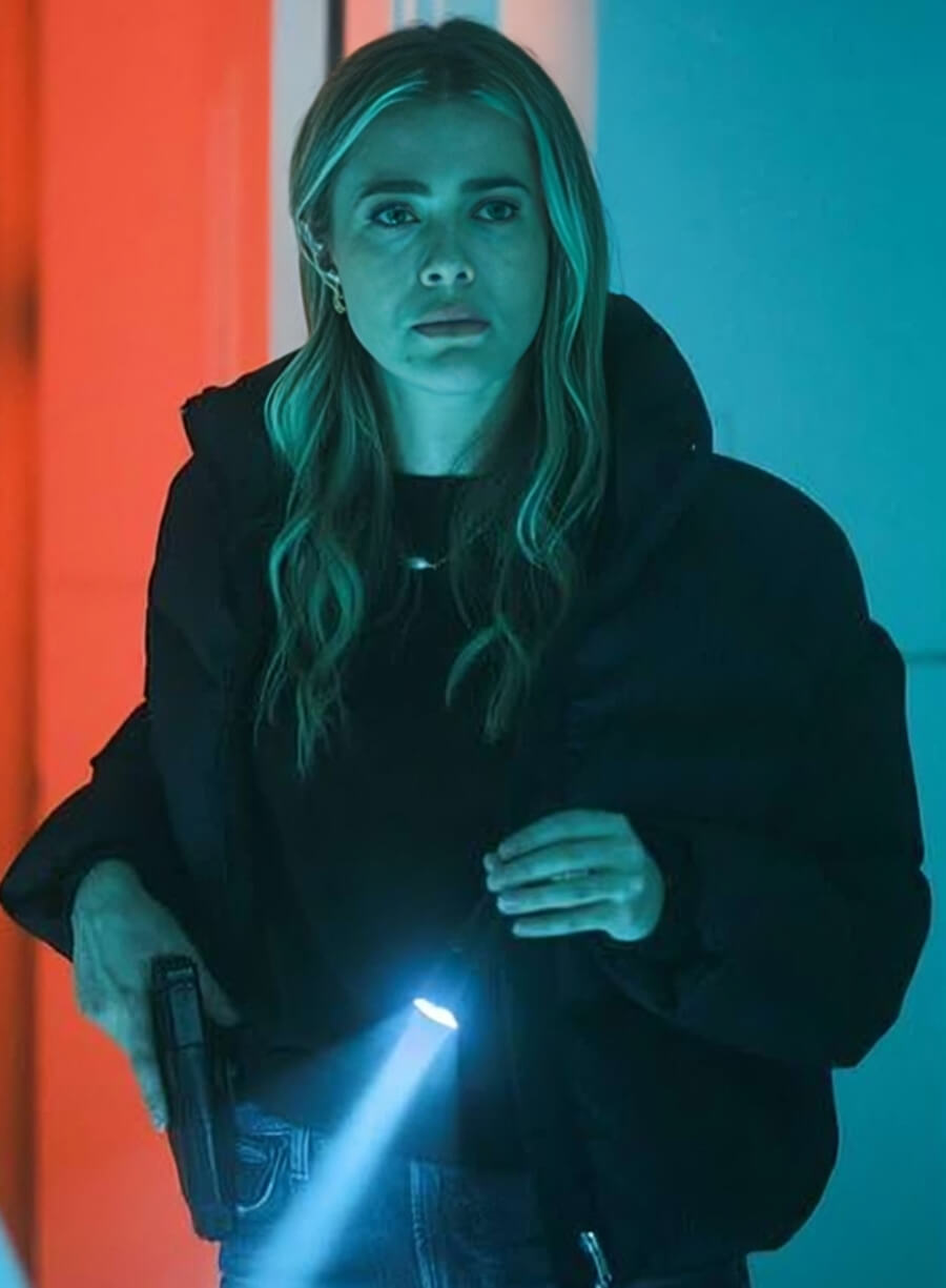 Melissa Roxburgh The Hunting Party Black Puffer Jacket