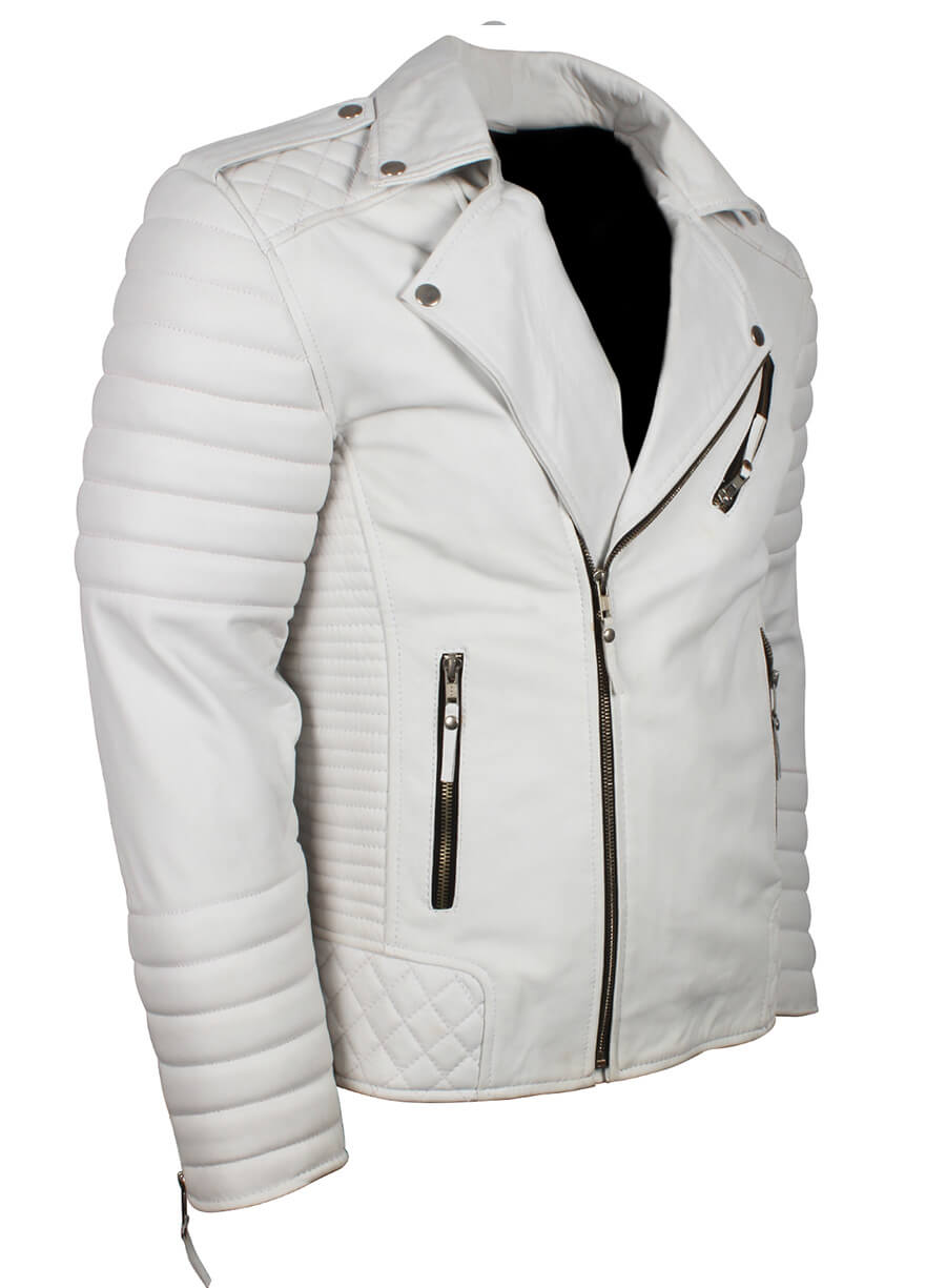 Men White Boda Biker Leather Jacket