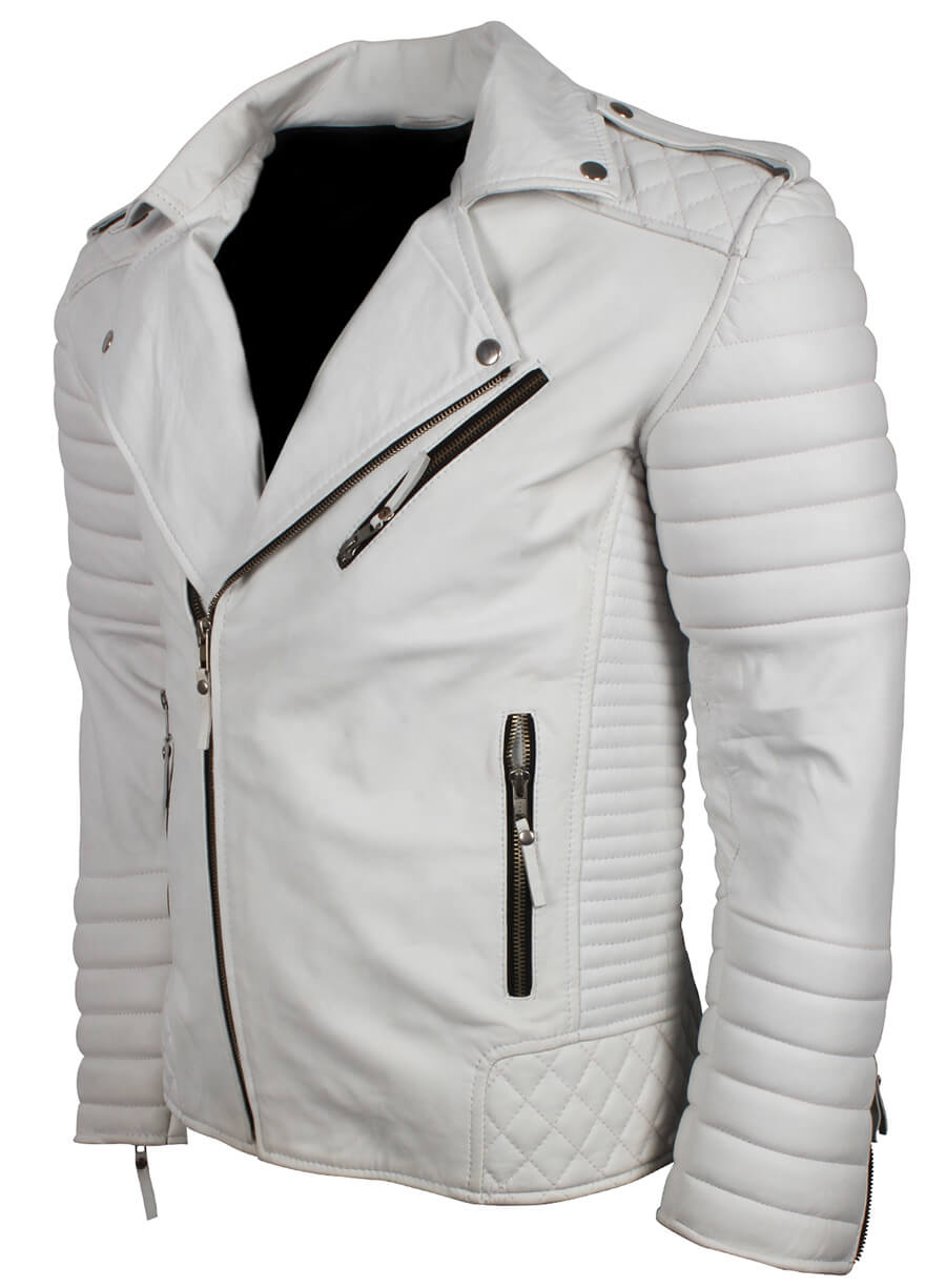 Men White Boda Biker Leather Jacket