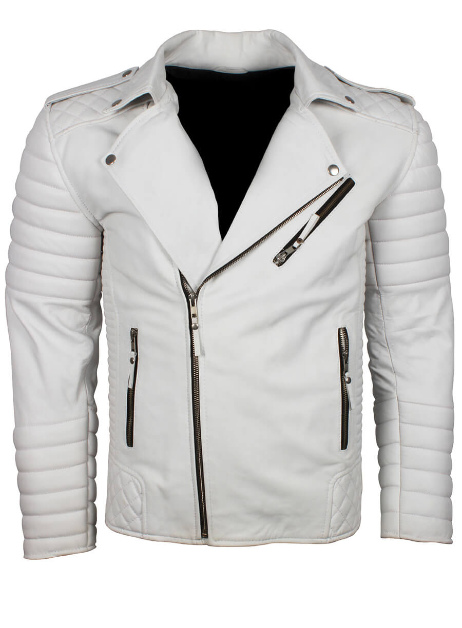 Men White Boda Biker Leather Jacket
