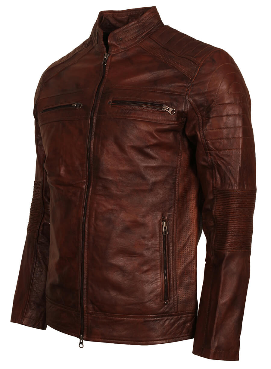 Men's Cafe Racer Brown Leather Jacket