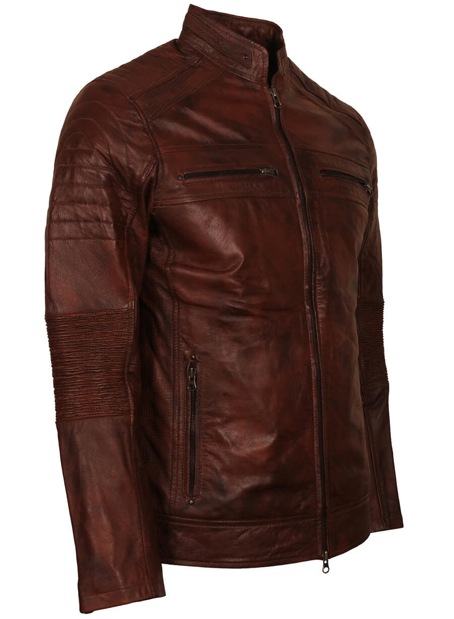 Men's Cafe Racer Brown Leather Jacket