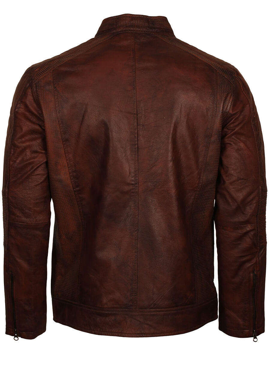 Men's Cafe Racer Brown Leather Jacket