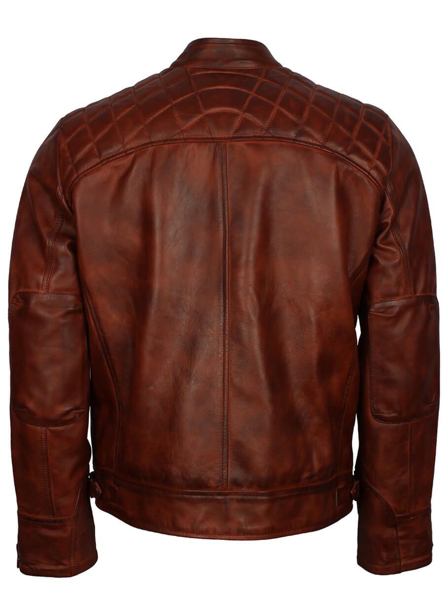 Mens Crocodile Brown Biker Leather Jacket