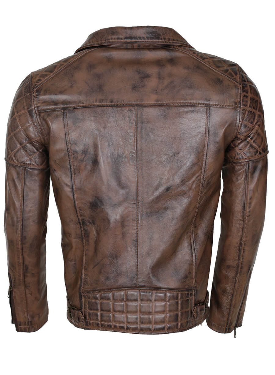 Mens Dark Brown Biker Brando Vintage Real Leather Jacket