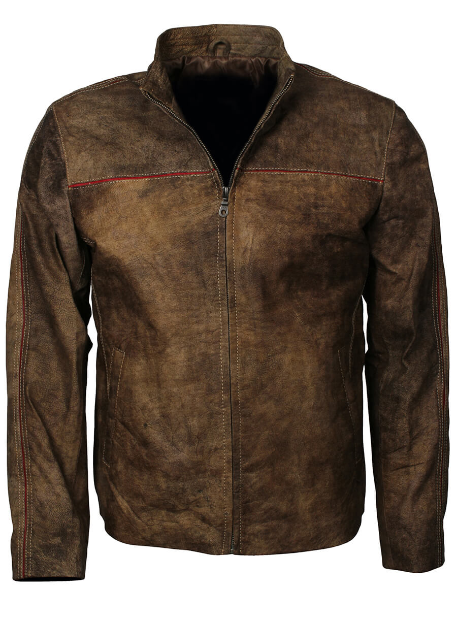 Men's Distressed Brown Leather Jacket