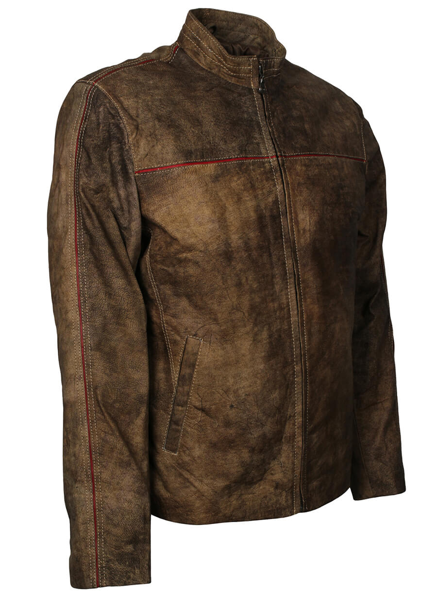 Men's Distressed Brown Leather Jacket
