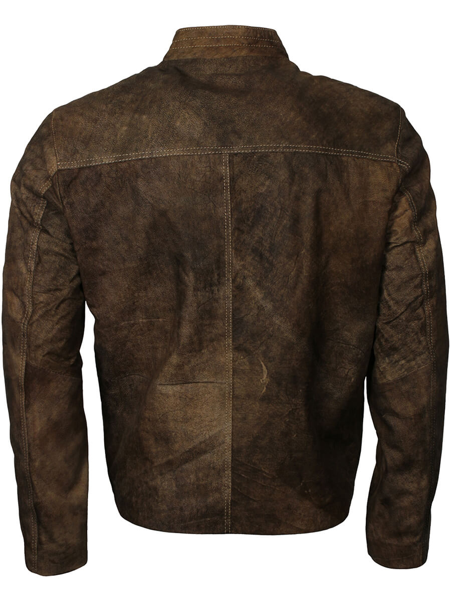 Men's Distressed Brown Leather Jacket