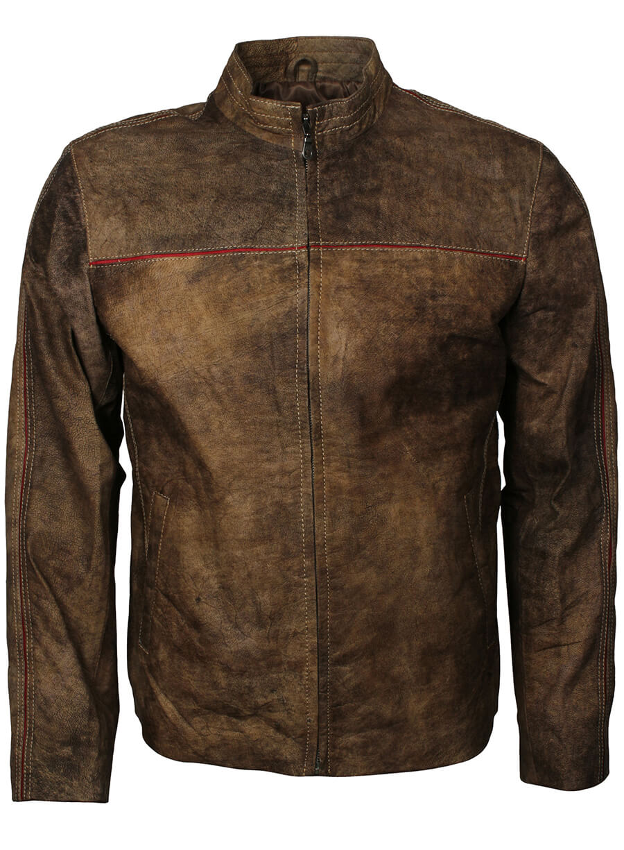 Men's Distressed Brown Leather Jacket