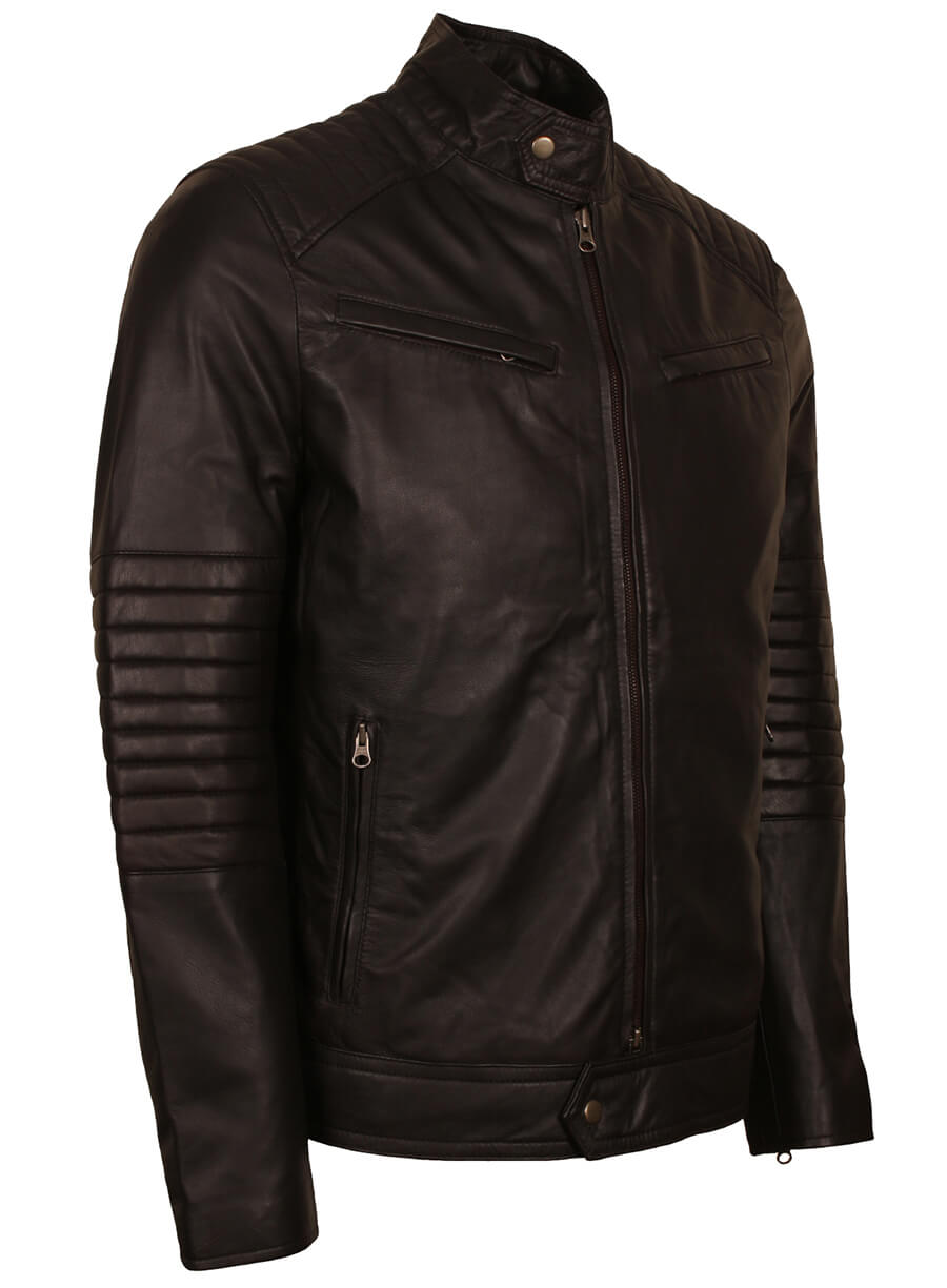 Men's Quilted Sleeves Biker Jacket