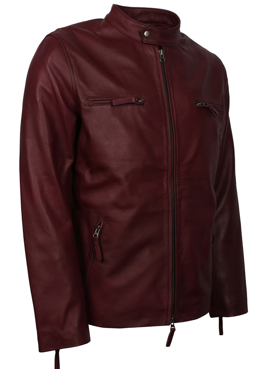 Men's Vintage Biker Maroon Leather Jacket