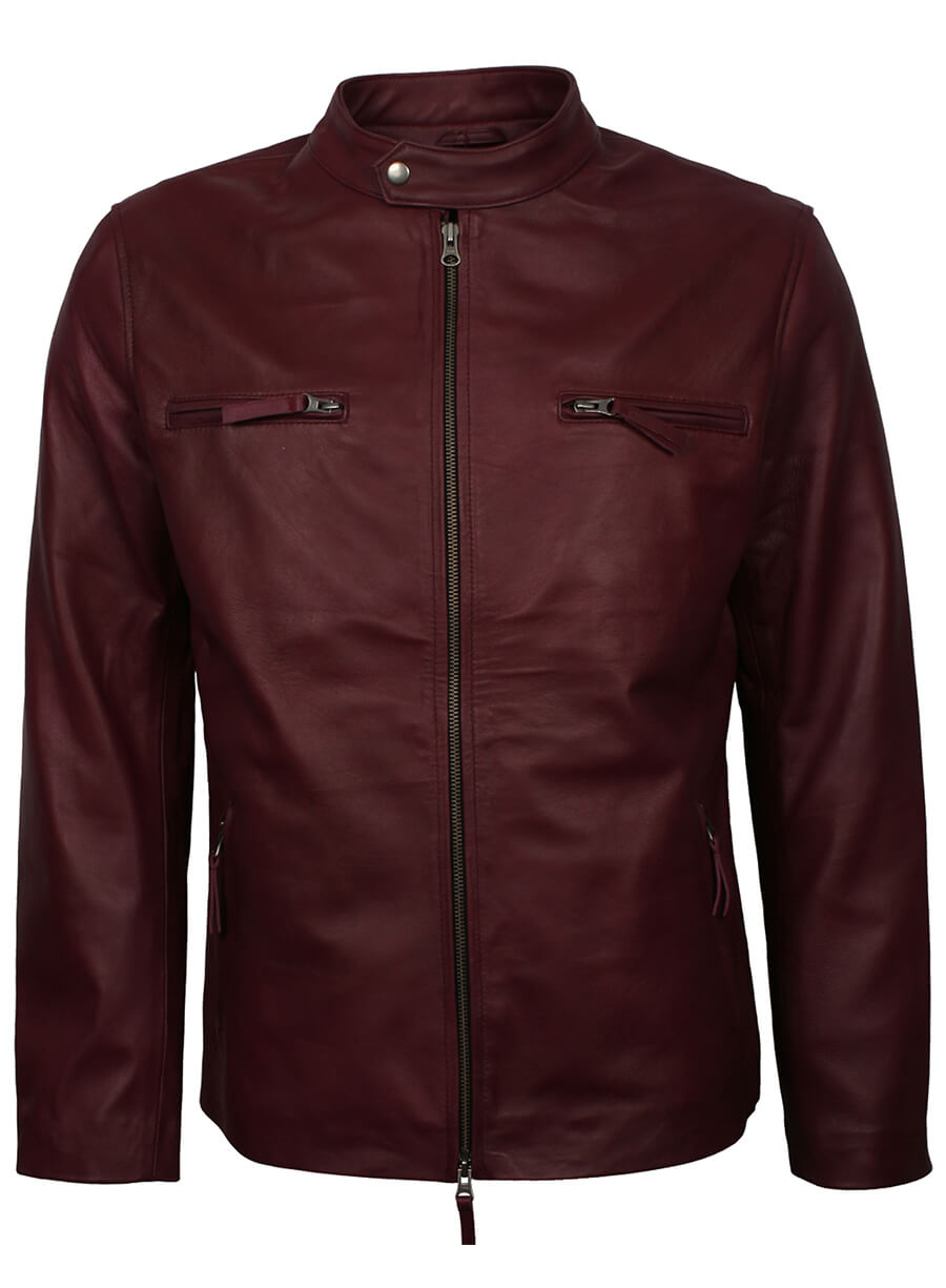 Men's Vintage Biker Maroon Leather Jacket