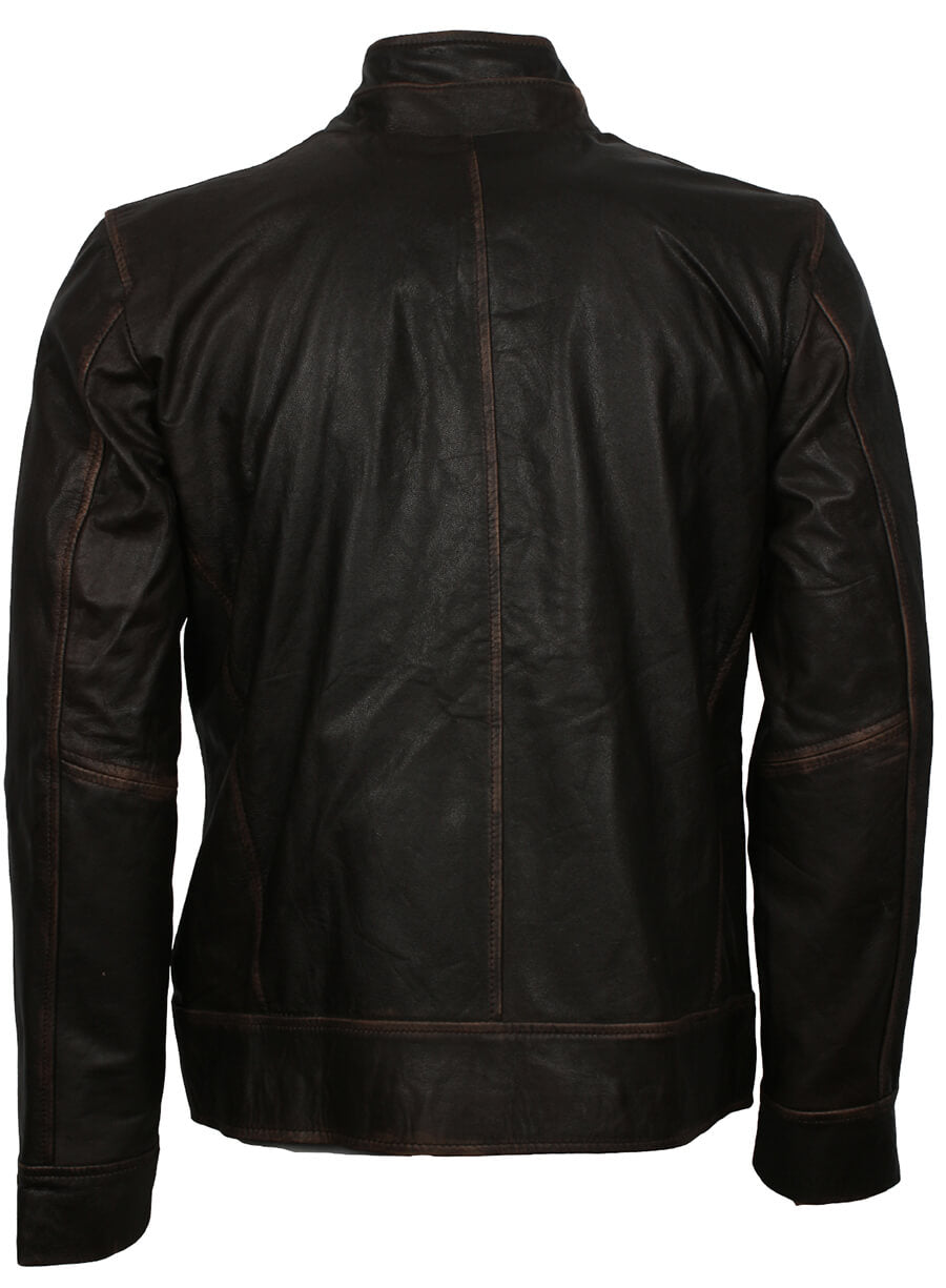 Men's Vintage Black Distressed Leather Jacket