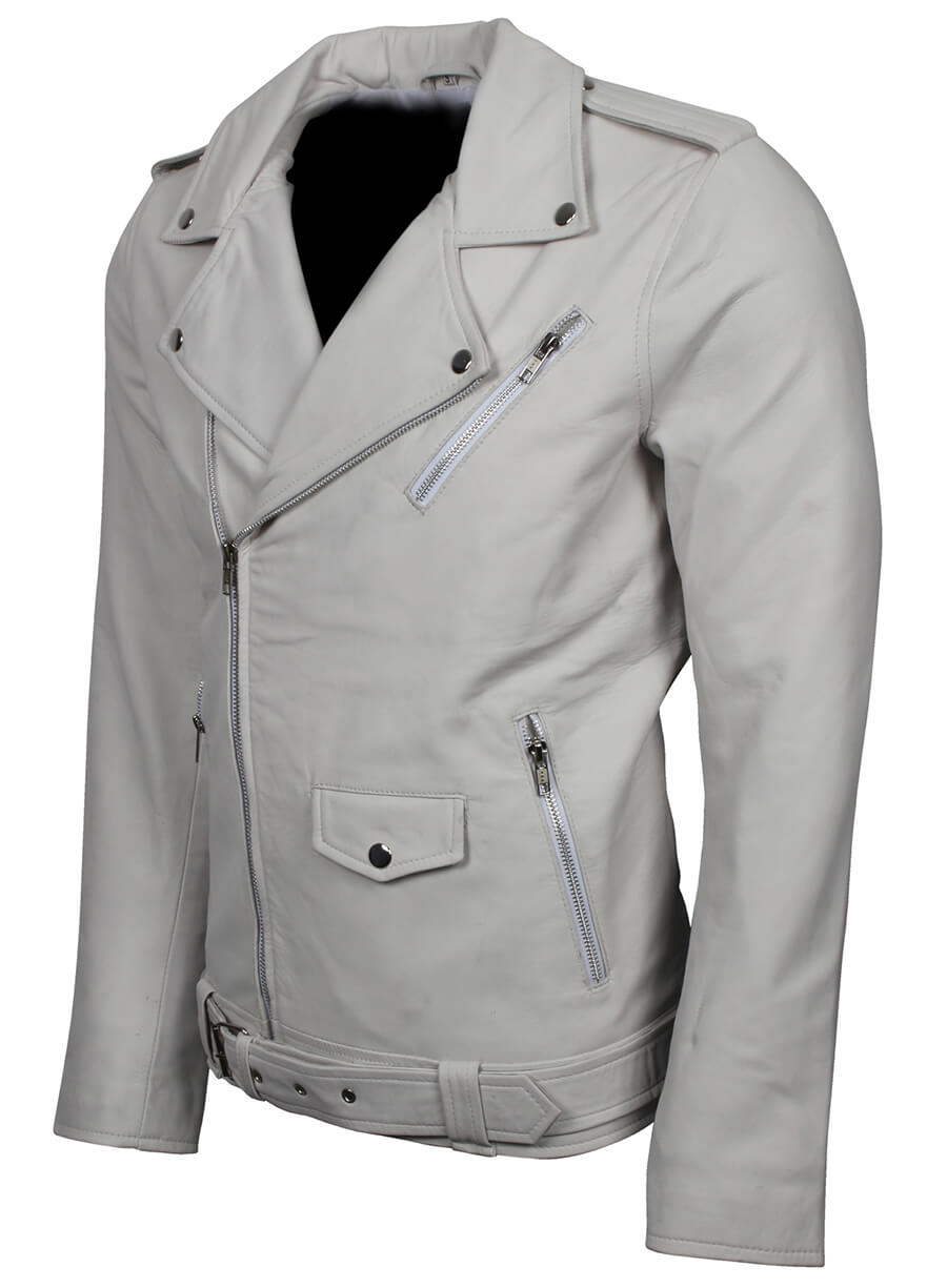 Men's White Brando Biker Jacket
