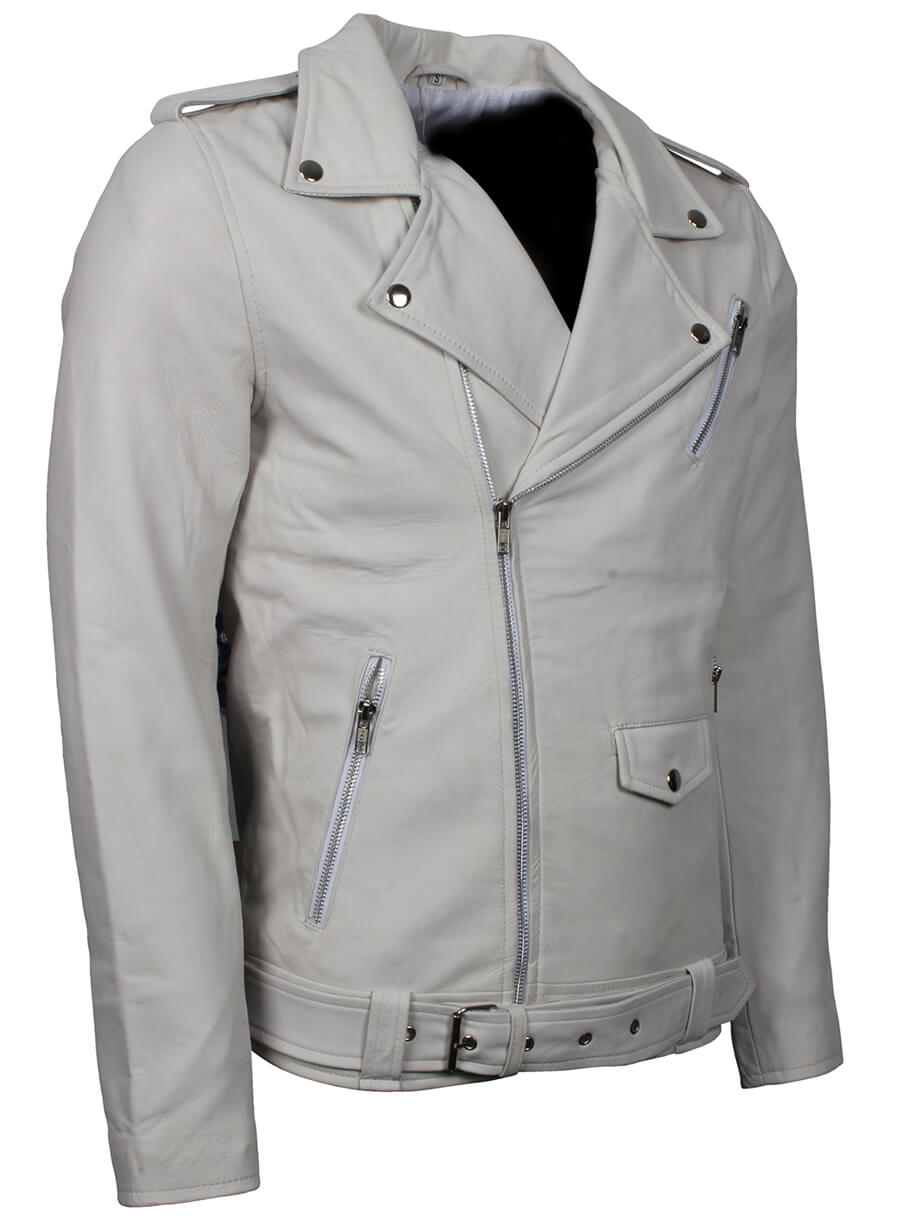 Men's White Brando Biker Jacket
