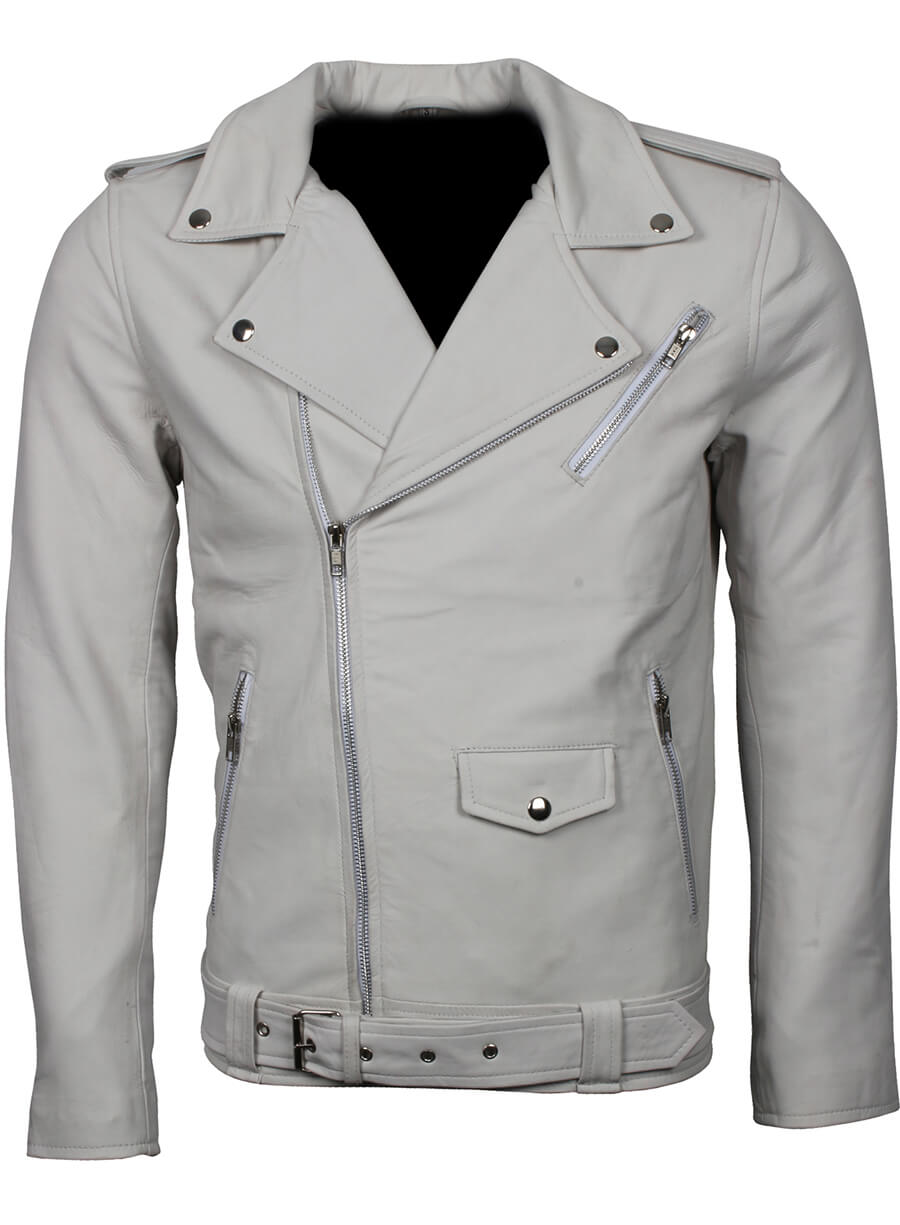 Men's White Brando Biker Jacket