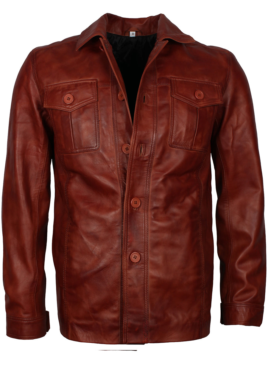Men's WW2 Military Style Leather Coat
