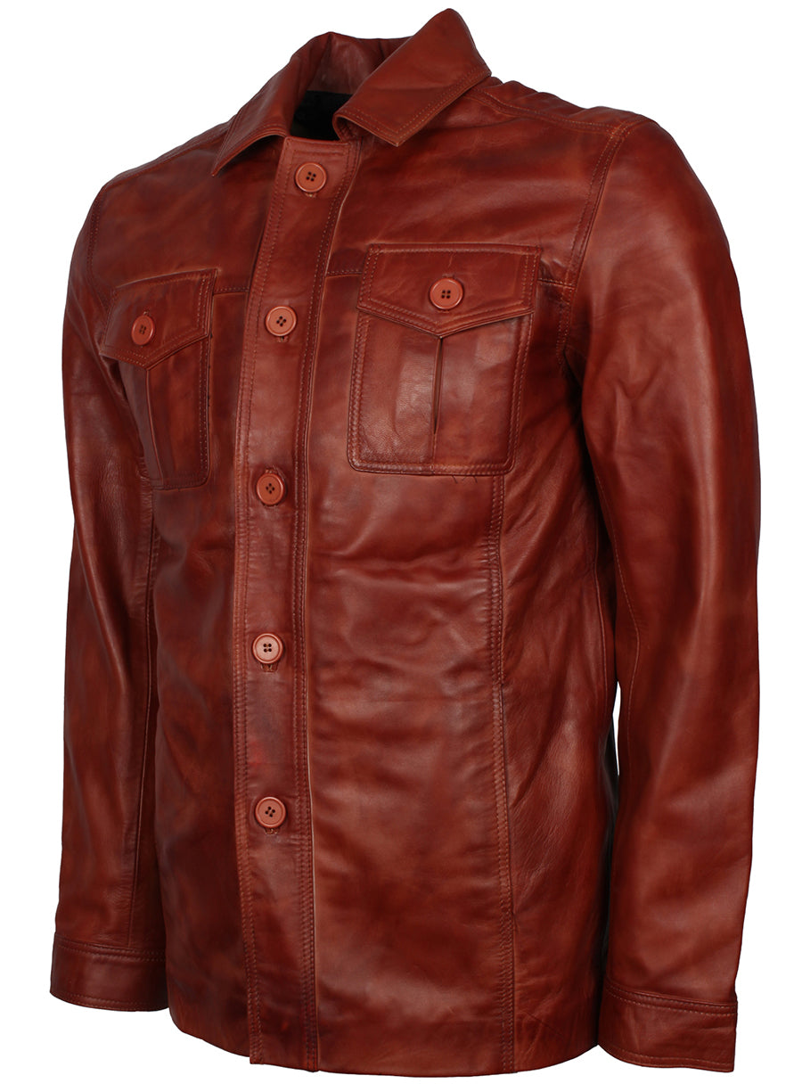 Men's WW2 Military Style Leather Coat