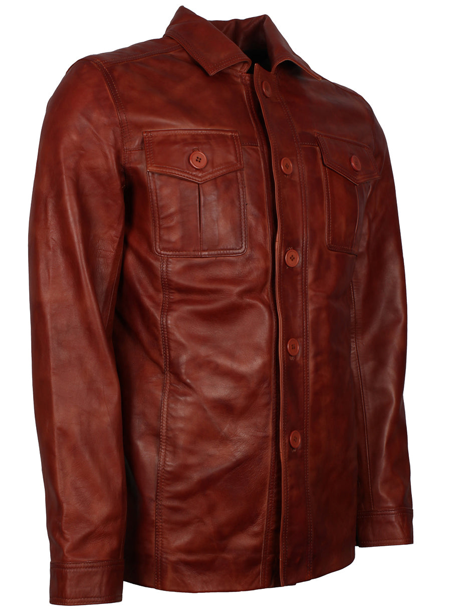 Men's WW2 Military Style Leather Coat