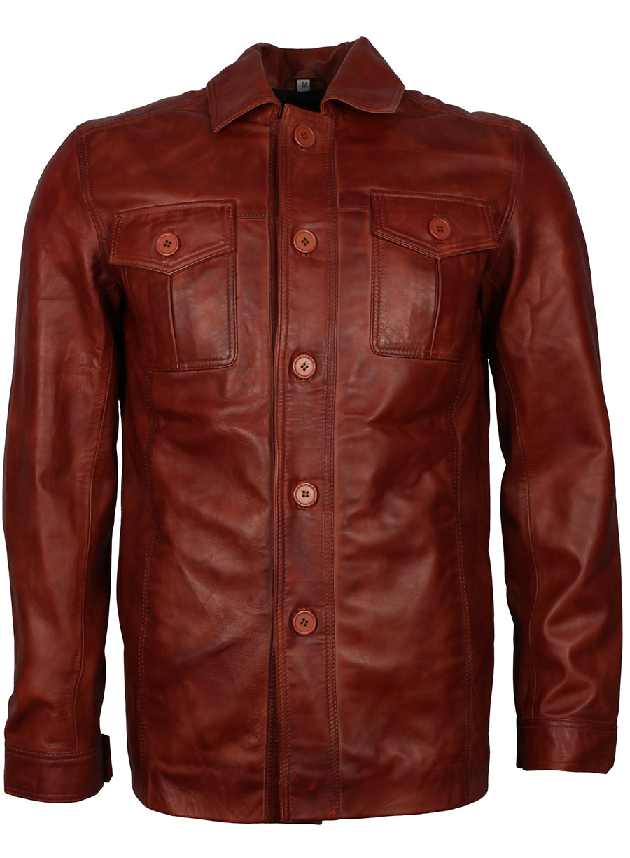 Men's WW2 Military Style Leather Coat