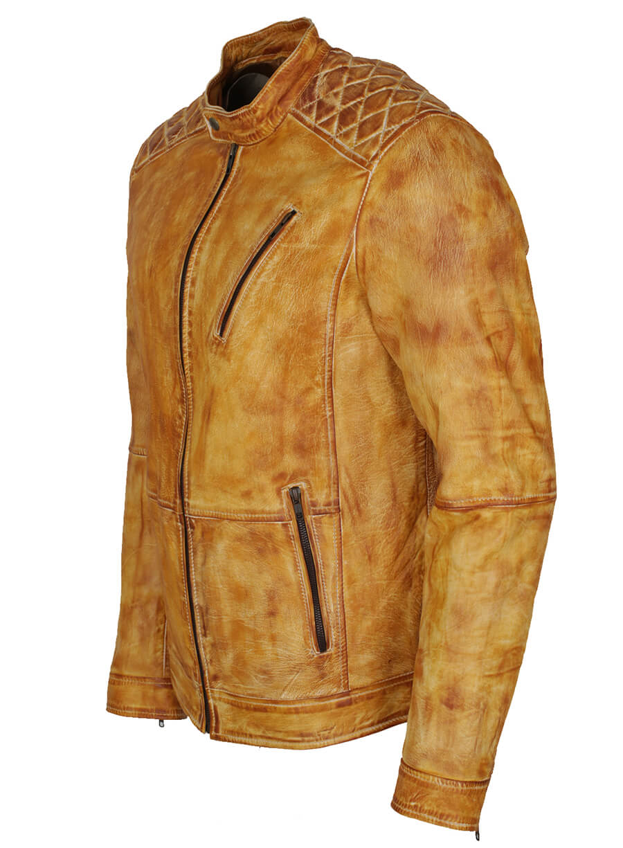 Men's Yellow Waxed Leather Jacket