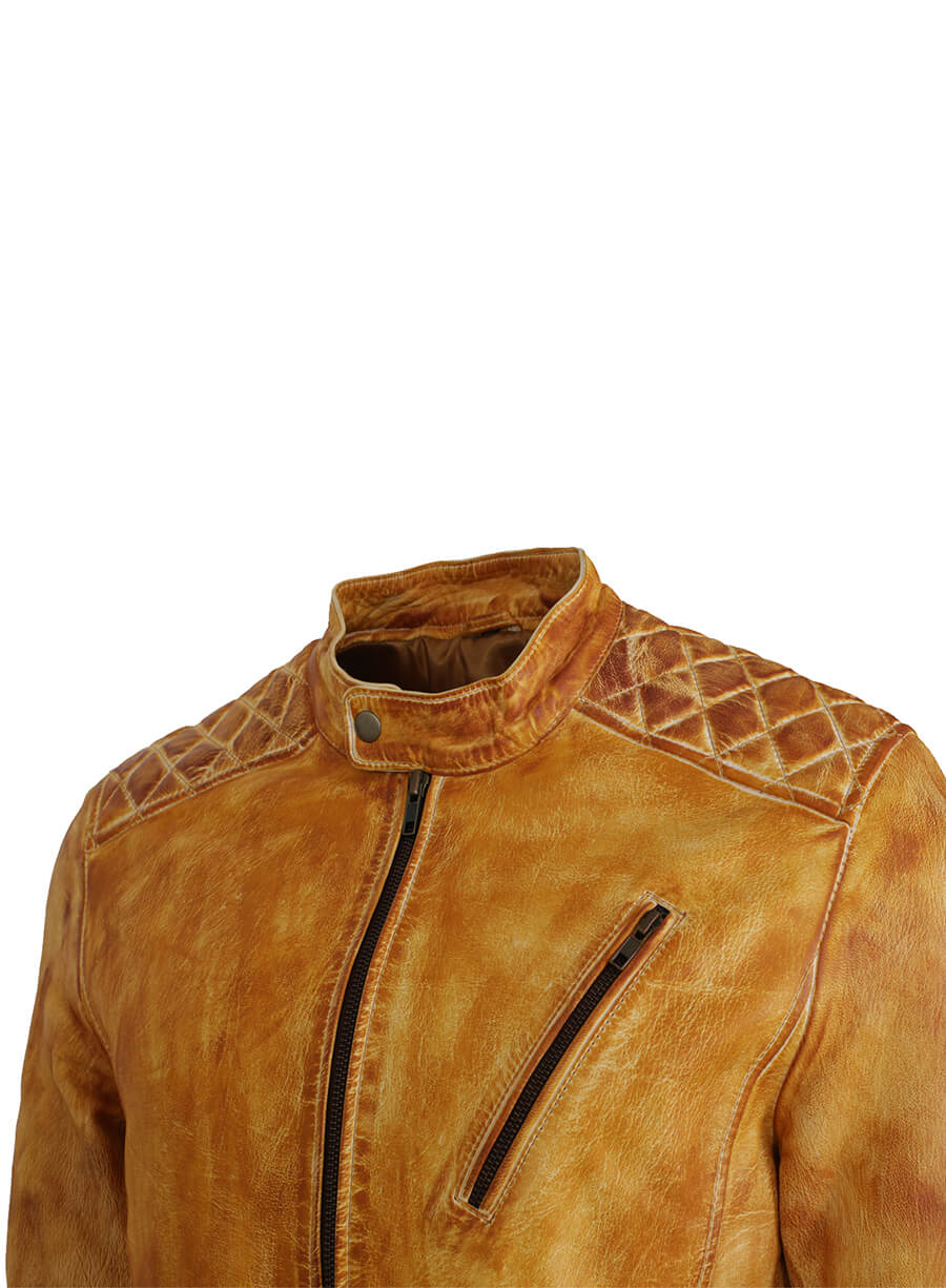 Men's Yellow Waxed Leather Jacket