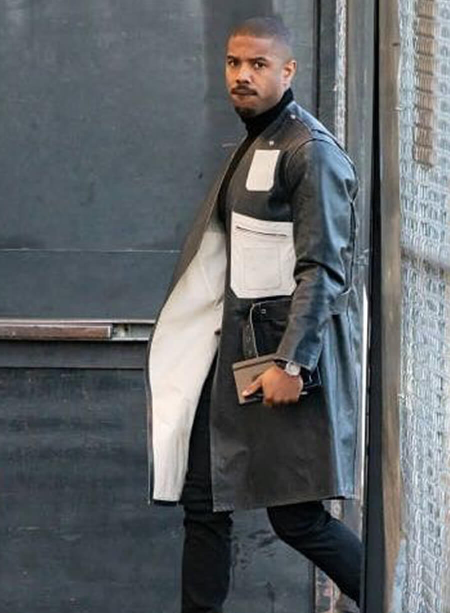 Michael B Jordan Black Leather Long Coat