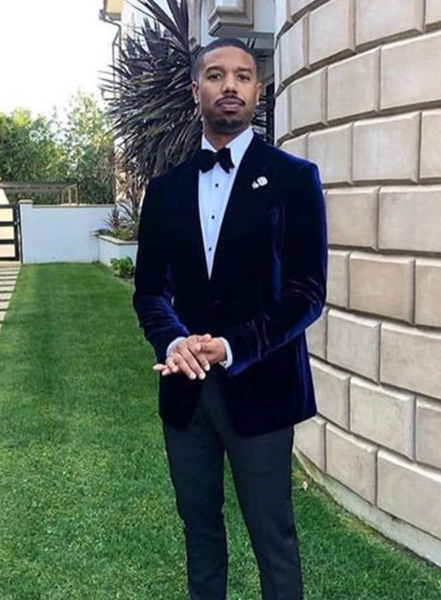 Michael B. Jordan Blue Velvet Blazer