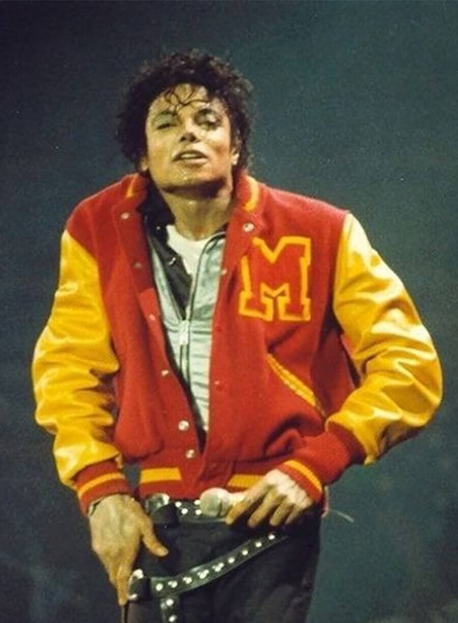 Michael Jackson Red and Yellow Varsity Jacket