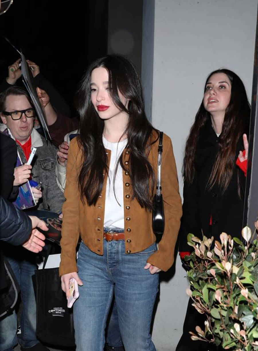 Mikey Madison Brown Suede Leather