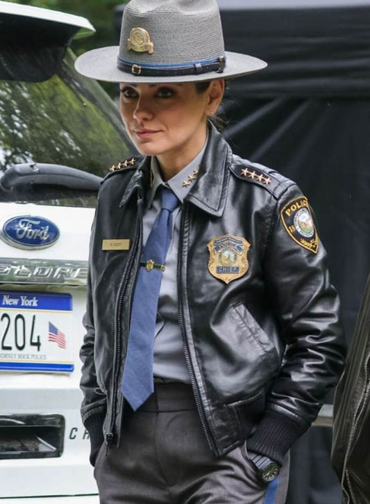 Mila Kunis Wake Up Dead Man 2025 Bomber Leather Jacket