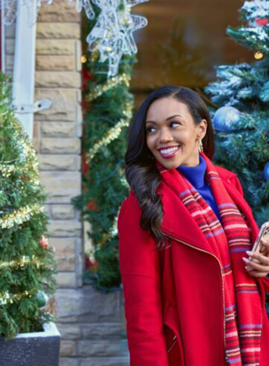 Mishael Morgan Christmas with a Kiss Red Coat