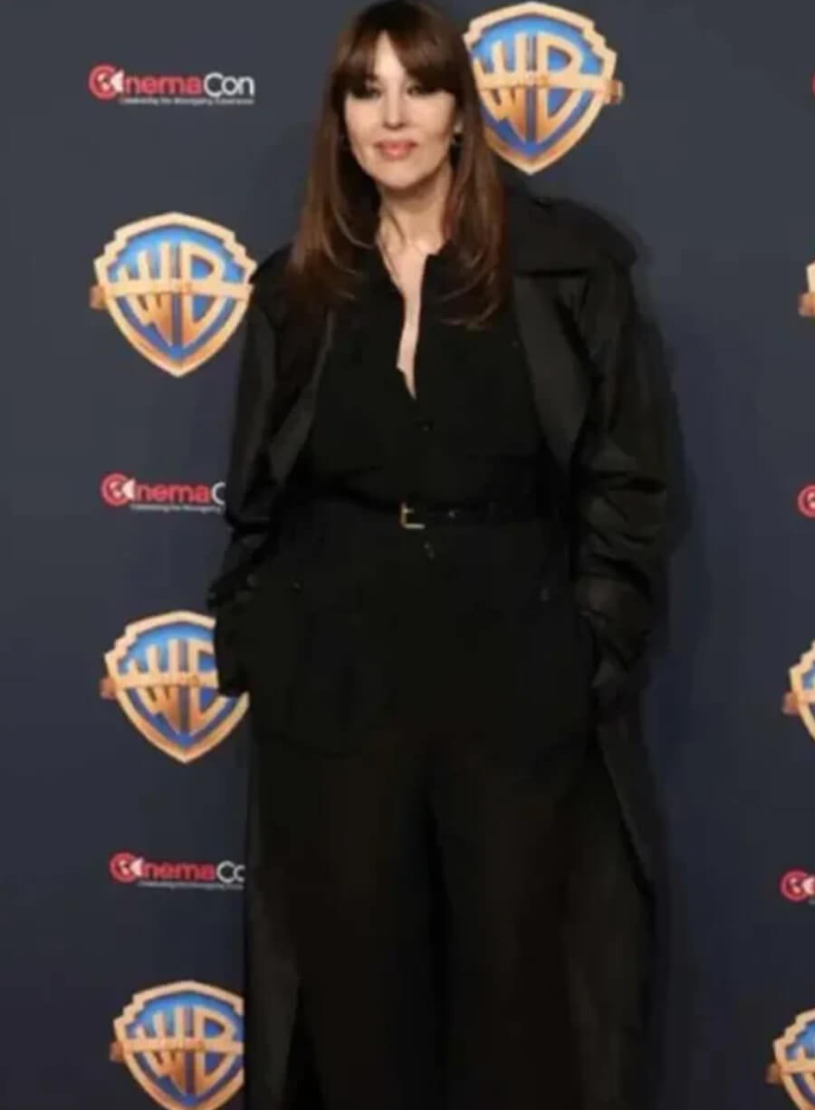 Monica Bellucci Beetlejuice Beetlejuice 2024 Black Long Coat