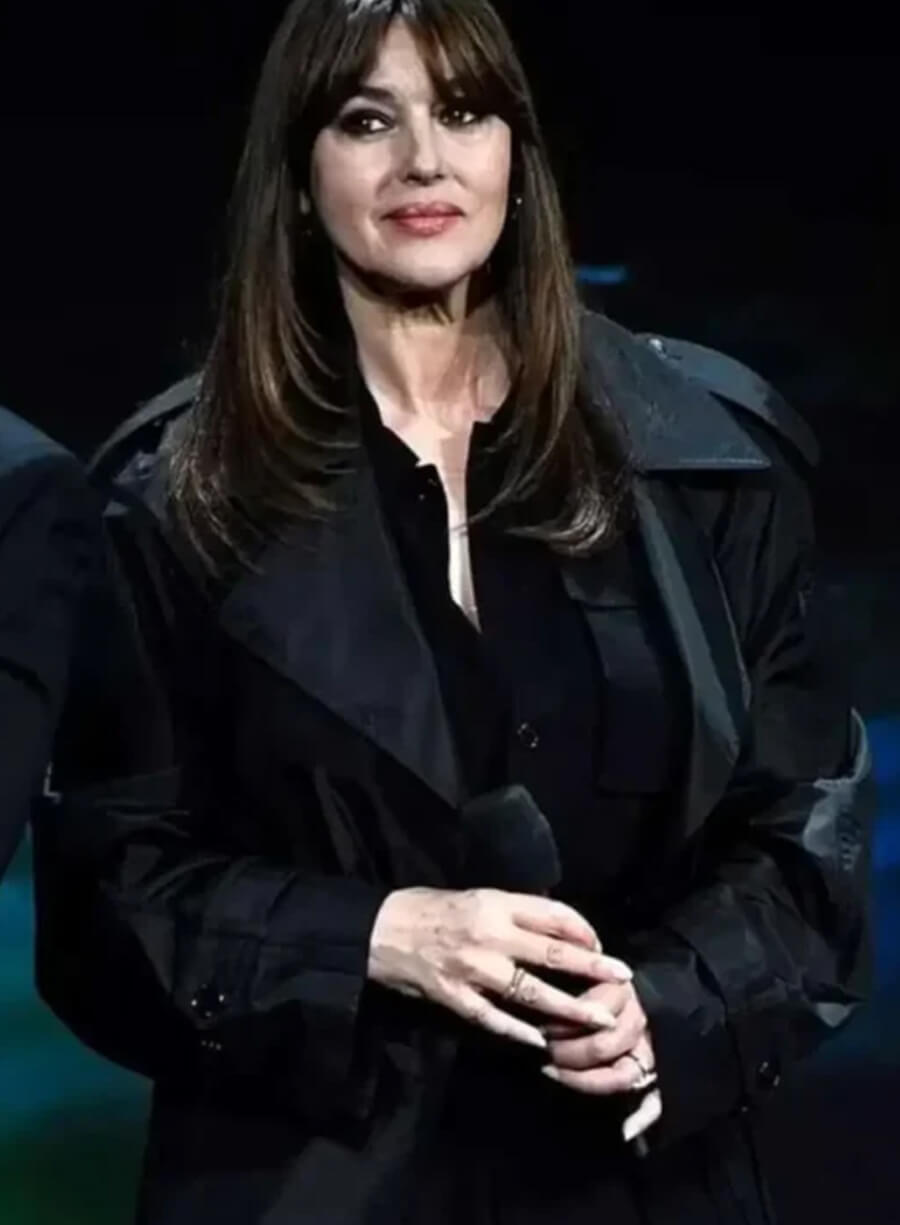 Monica Bellucci Beetlejuice Beetlejuice 2024 Black Long Coat
