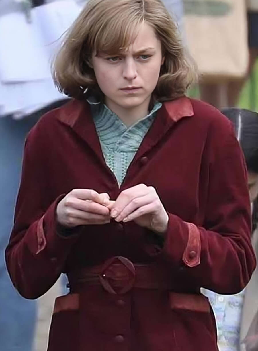 My Policeman Emma Corrin Maroon Coat