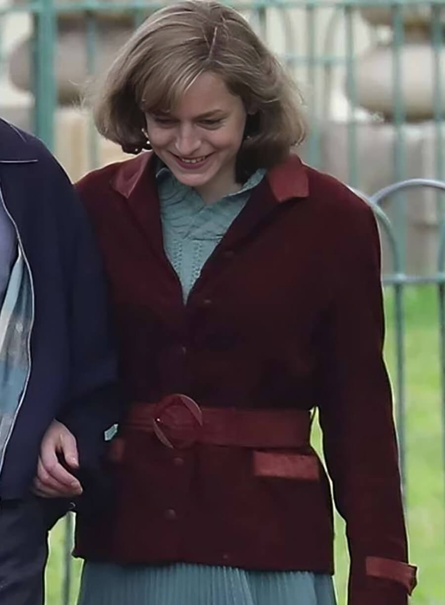 My Policeman Emma Corrin Maroon Coat