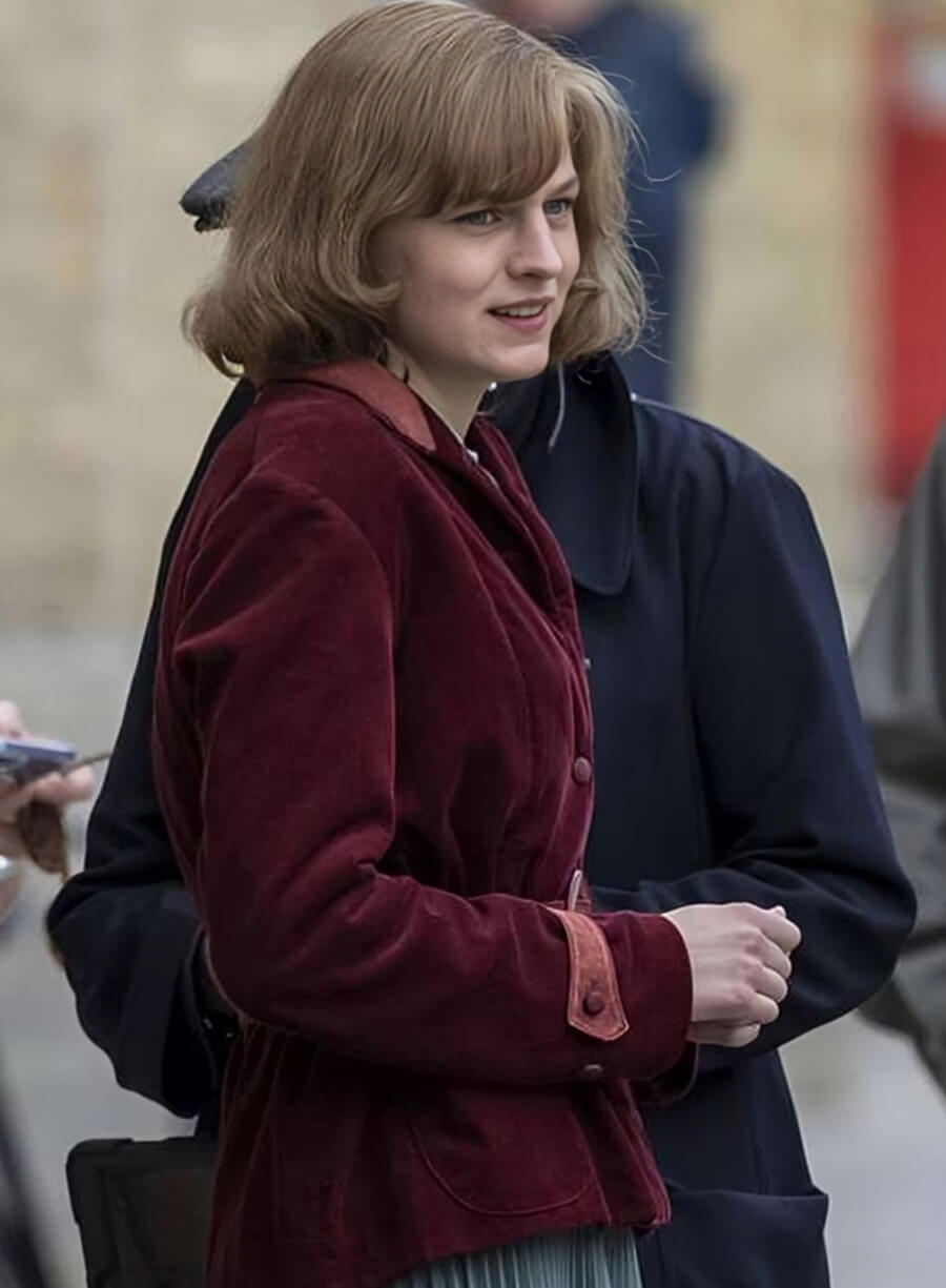 My Policeman Emma Corrin Maroon Coat