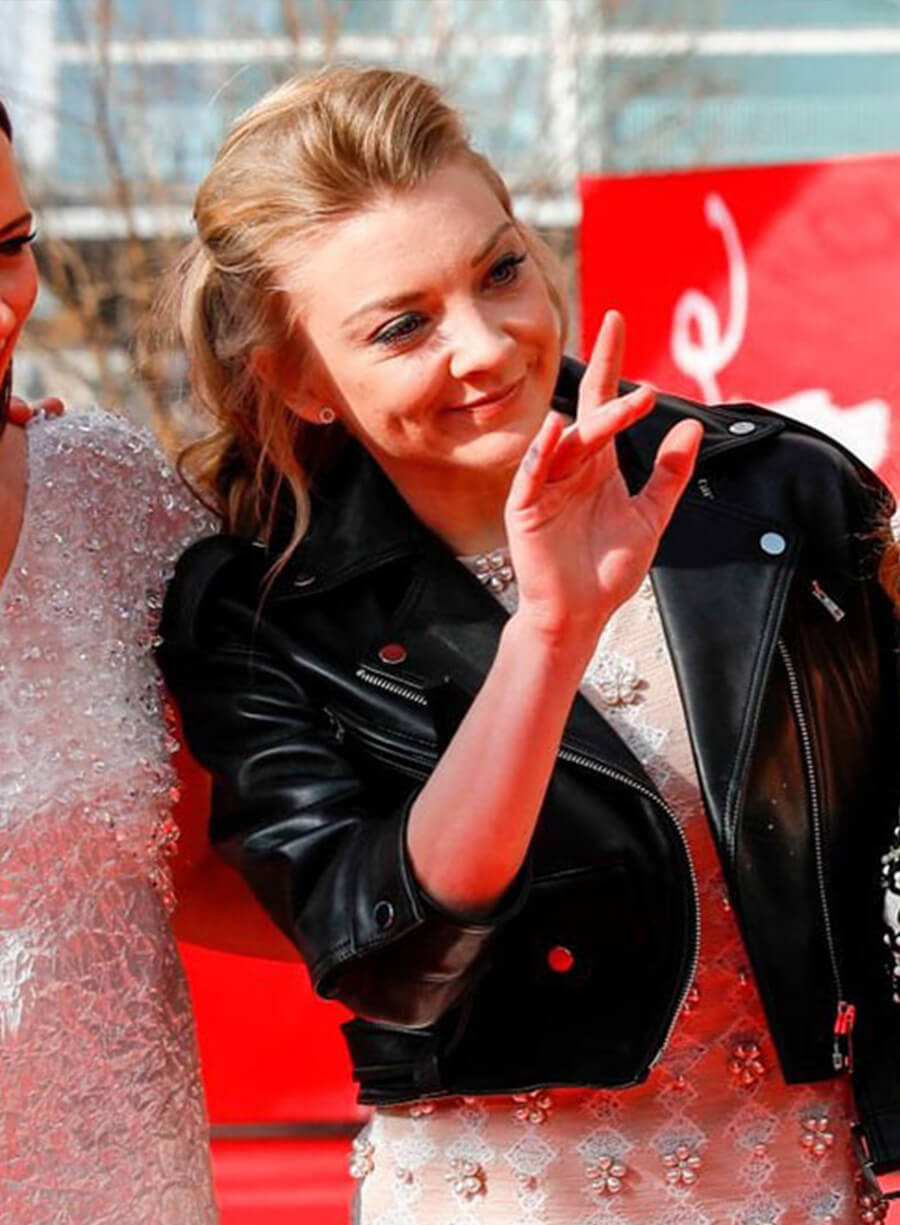 Natalie Dormer Black Leather Jacket