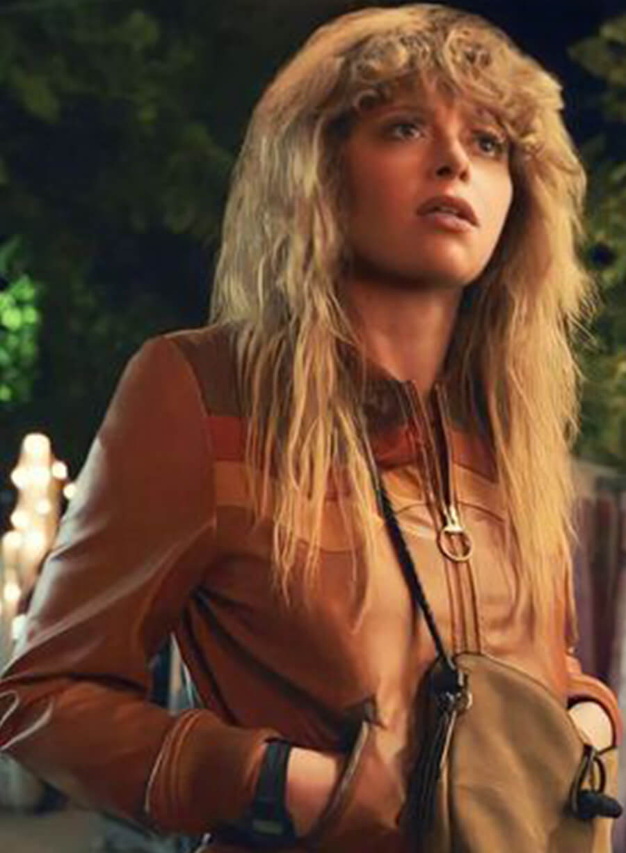 Natasha Lyonne Poker Face Brown Bomber Leather Jacket